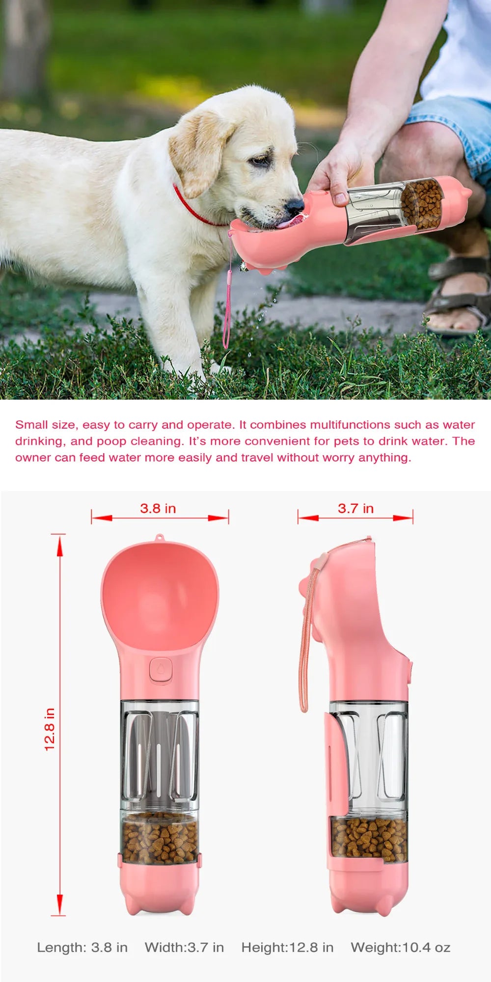 3 In 1 Portable Dog Water Bottle